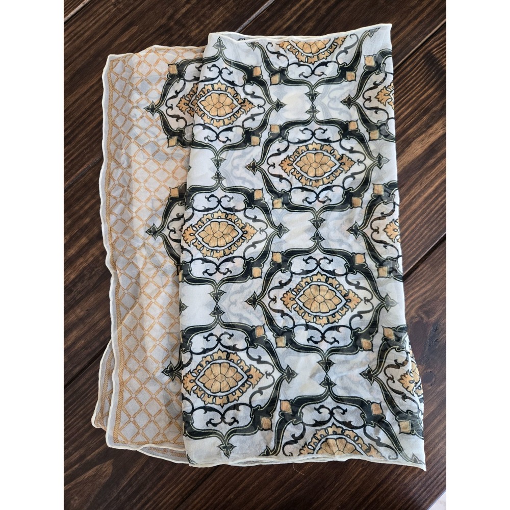 VTG Beckford Silk England Scarf Old Money Baroque Medallion Pure Silk‎ 67"x19" - Picture 3 of 10